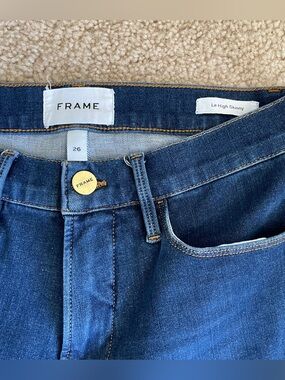Frame Denim Le High Skinny Jeans in Dark Blue 26